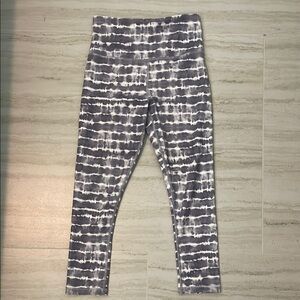 Athleta Gray and Purple Leggings with Modern Tie-Dye Pattern